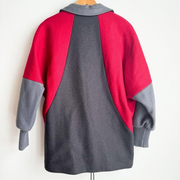 Vintage Fox Run Grey Red Wool Short Wool Parka S - Picture 4 of 8